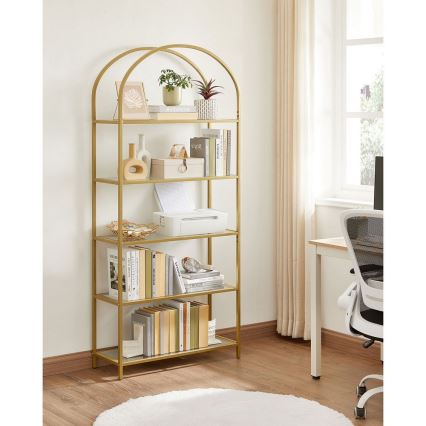 Bibliotecă GLASY, 83 x 184 x 30 cm, aurie