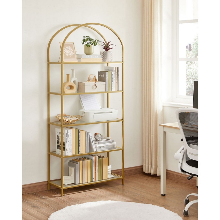 Bibliotecă GLASY, 83 x 184 x 30 cm, aurie