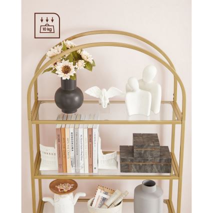 Bibliotecă GLASY, 83 x 184 x 30 cm, aurie