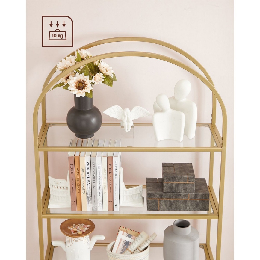 Bibliotecă GLASY, 83 x 184 x 30 cm, aurie