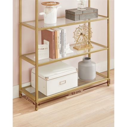 Bibliotecă GLASY, 83 x 184 x 30 cm, aurie