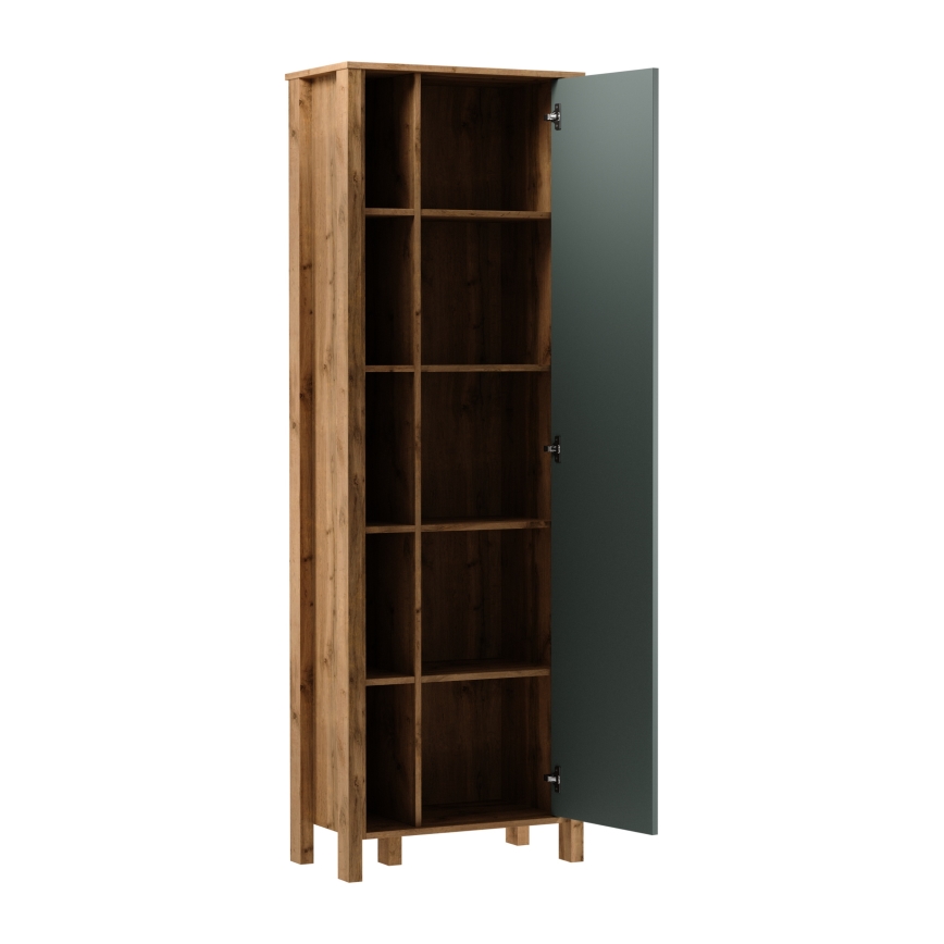 Bibliotecă MENTA 66x200x37 cm stejar wotan/verde