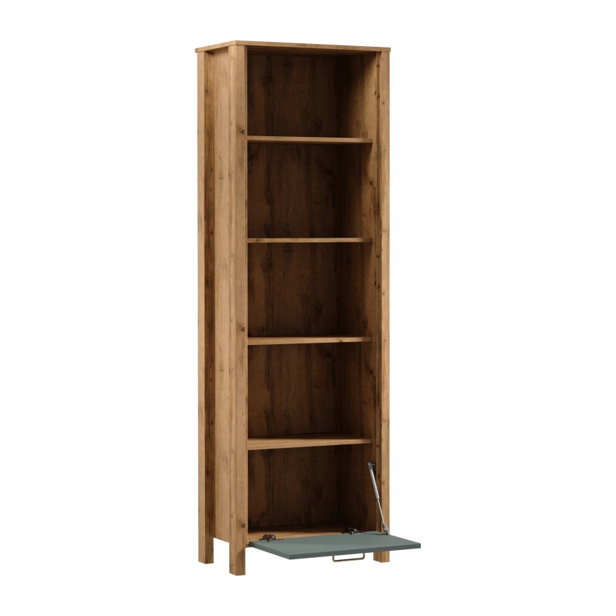 Bibliotecă MENTA 66x200x37 cm stejar Wotan/verde