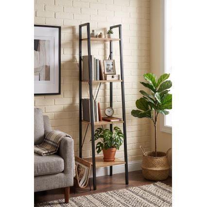 Bibliotecă NARVIK 148x34 cm negru/stejar sonoma