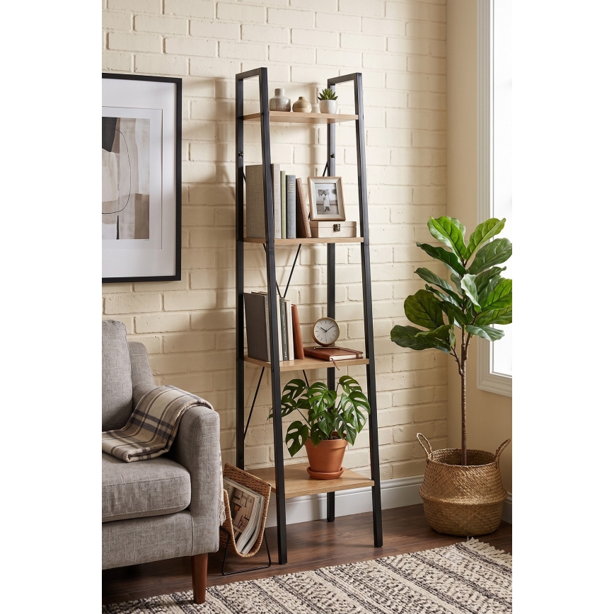 Bibliotecă NARVIK 148x34 cm negru/stejar sonoma