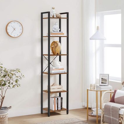 Bibliotecă NAVARO 40 x 179 x 30 cm, maro/negru