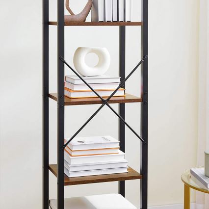Bibliotecă NAVARO 40 x 179 x 30 cm, maro/negru