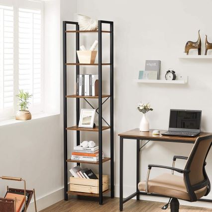 Bibliotecă NAVARO 40 x 179 x 30 cm, maro/negru