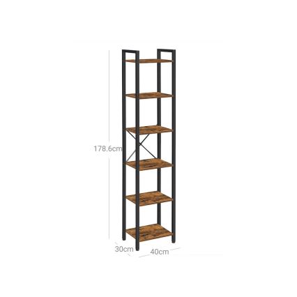 Bibliotecă NAVARO 40 x 179 x 30 cm, maro/negru