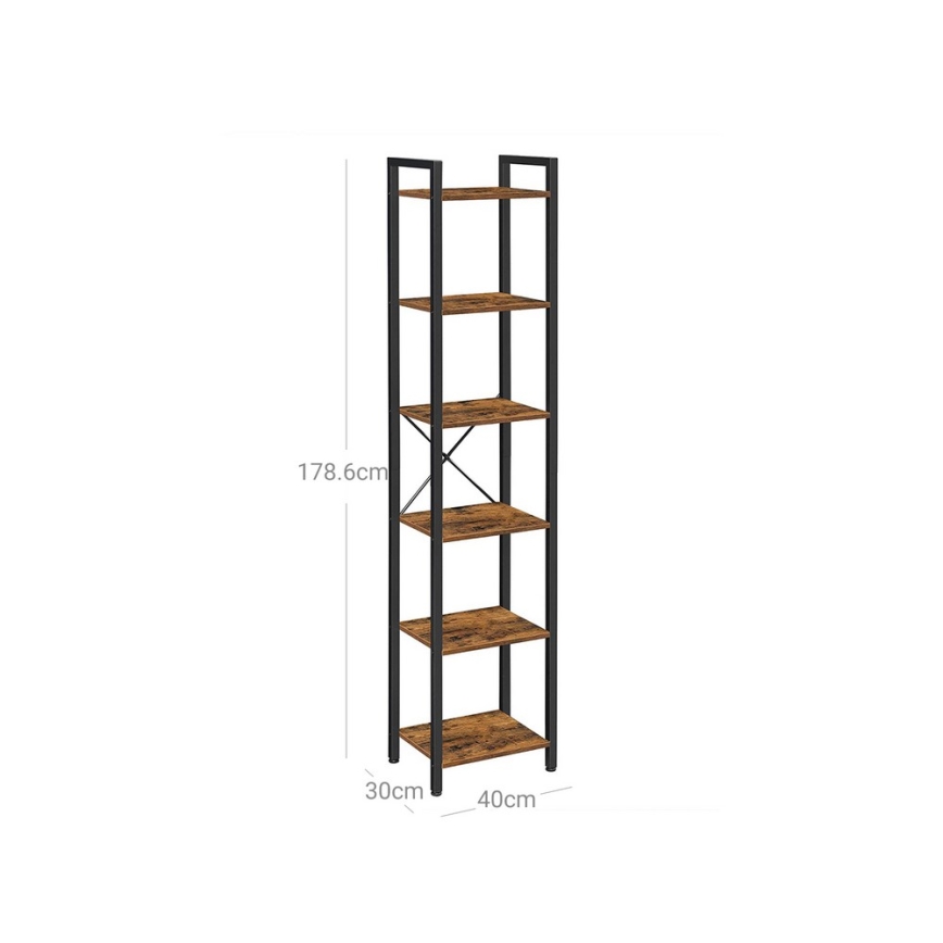 Bibliotecă NAVARO 40 x 179 x 30 cm, maro/negru