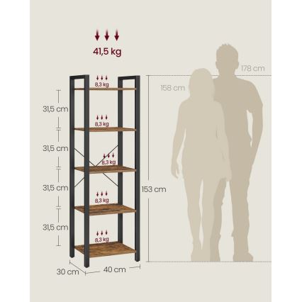 Bibliotecă NAVARO maro/negru