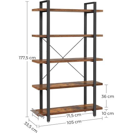 Bibliotecă NAVARO maro/negru