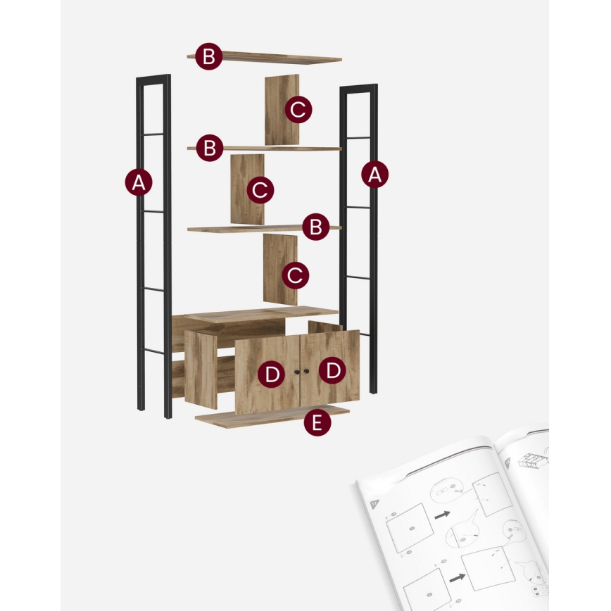 Bibliotecă NAVARO maro/negru