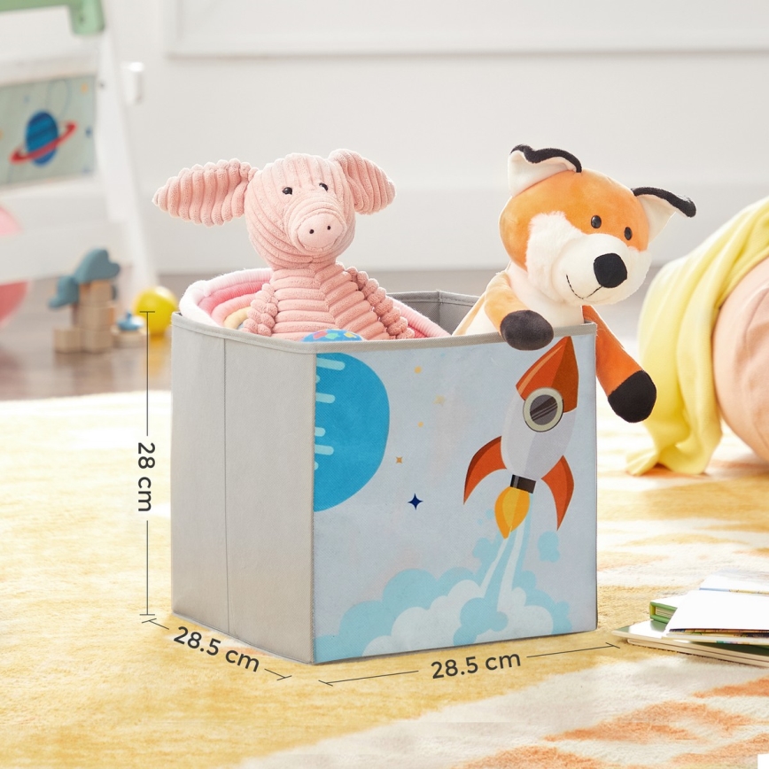 Bibliotecă pentru copii cu cutii textile ANET albă