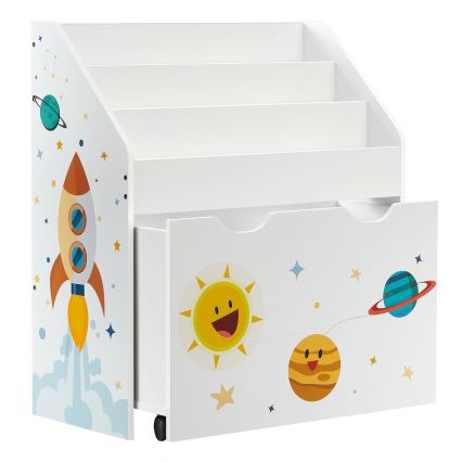 Bibliotecă pentru copii cu sertar ANET albă