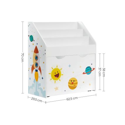 Bibliotecă pentru copii cu sertar ANET albă