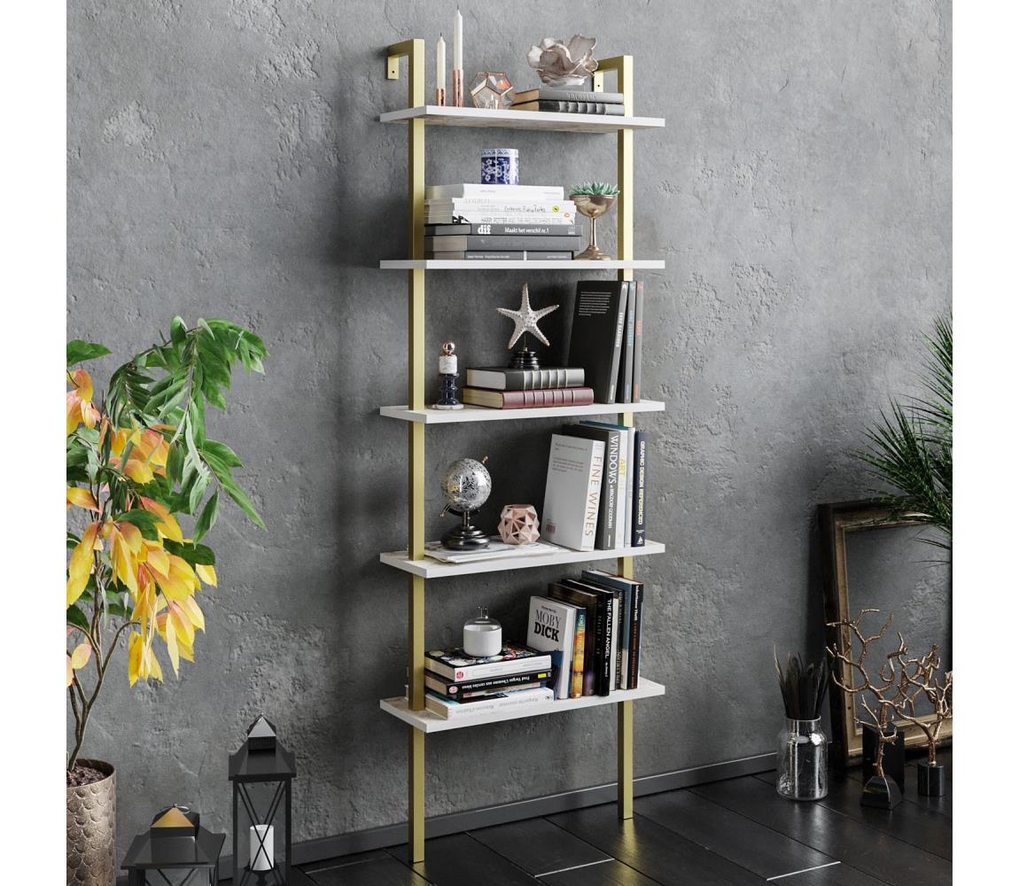 Bibliotecă PIANTE 174x60 cm aurie/albă