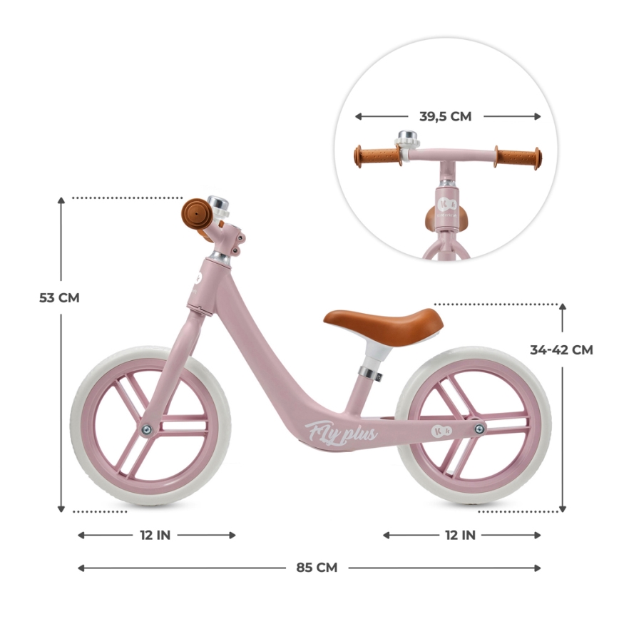 Bicicletă fără pedale KINDERKRAFT FLY PLUS Powder pink