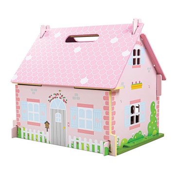 Bigjigs Toys - Casă de păpuși portabilă din lemn