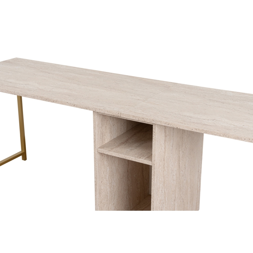 Birou CLARO 240x60 cm travertin/auriu