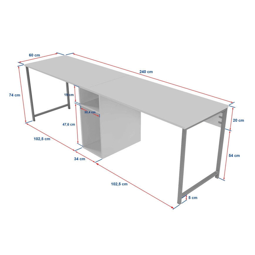 Birou CLARO 240x60 cm travertin/auriu
