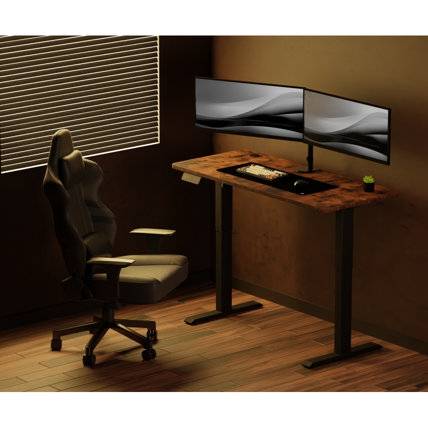 Birou cu înălțime reglabilă LEVANO 140x60 cm lemn/negru