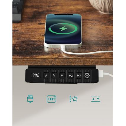 Birou cu înălțime reglabilă SOLEA-X maro/negru