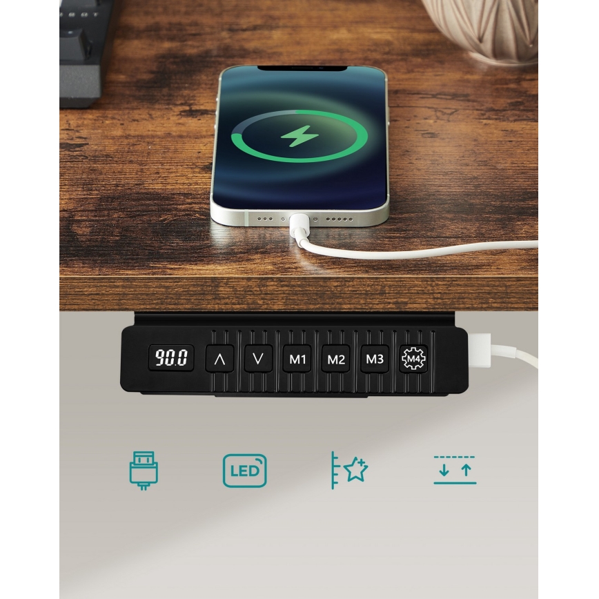 Birou cu înălțime reglabilă SOLEA-X maro/negru