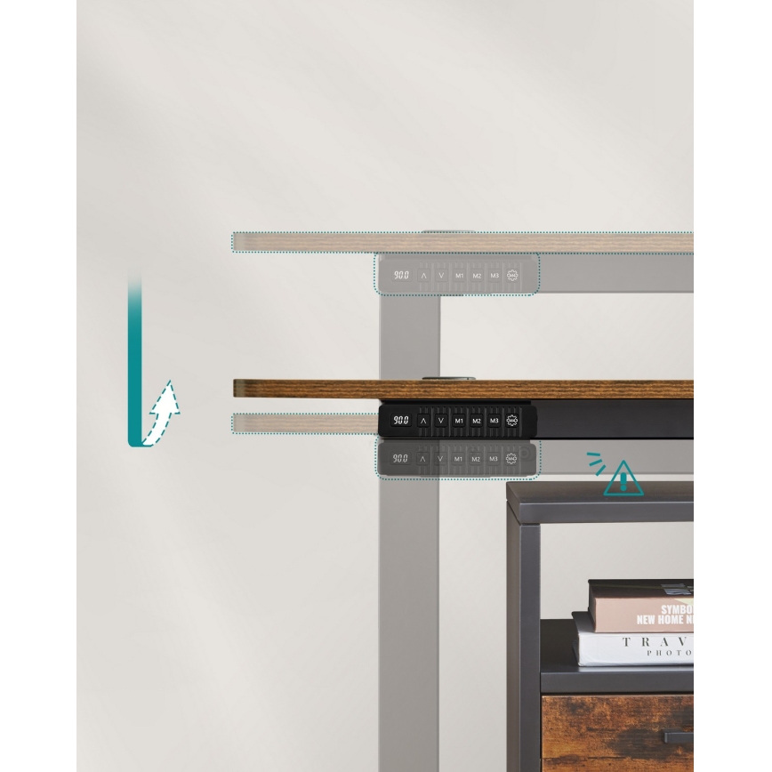 Birou cu înălțime reglabilă SOLEA-X maro/negru