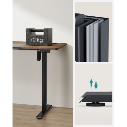 Birou cu înălțime reglabilă SOLEA-X maro/negru