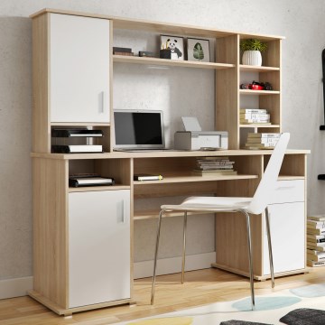 Birou cu poliță ELIAN 160x53 cm, stejar sonoma/alb