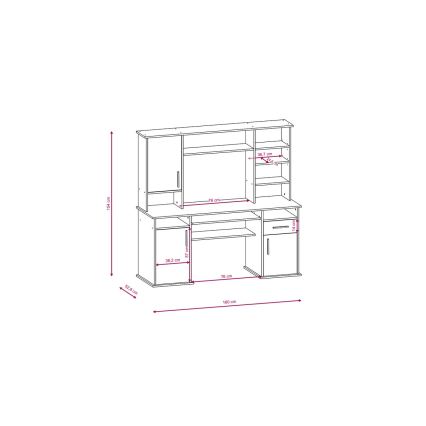Birou cu poliță ELIAN 160x53 cm, stejar sonoma/alb