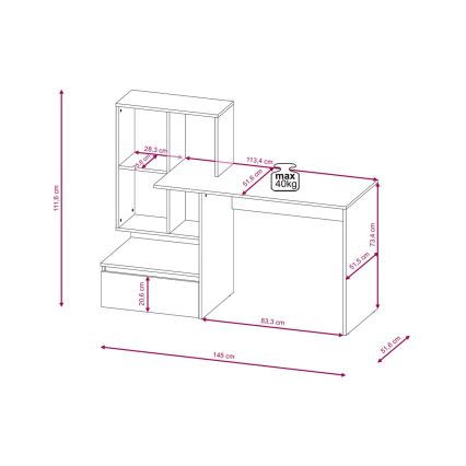 Birou cu poliță MARLO, stejar artisan/antracit
