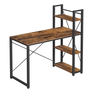 Birou cu rafturi SOLEA maro/negru