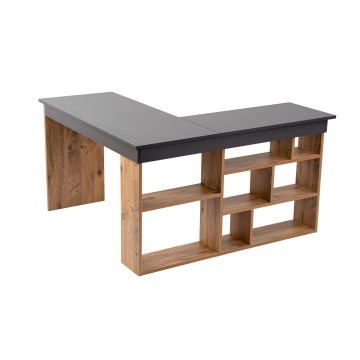 Birou de colț pentru scris RUND 130x120 cm pin/antracit