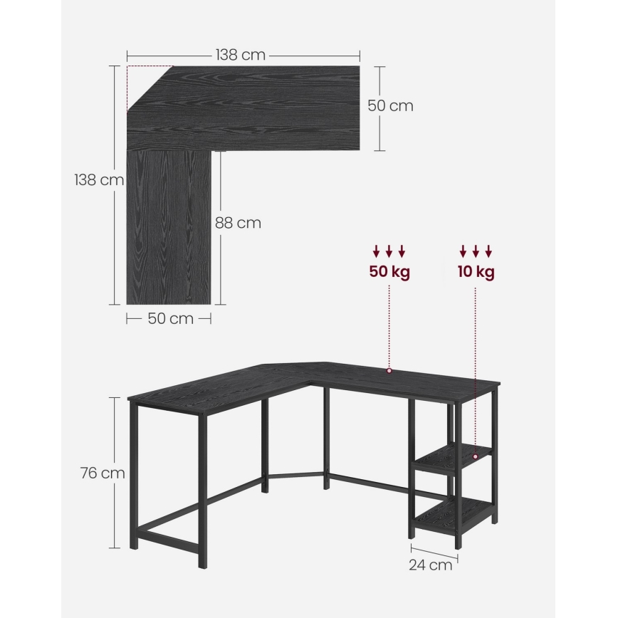 Birou de colț SOLEA, negru