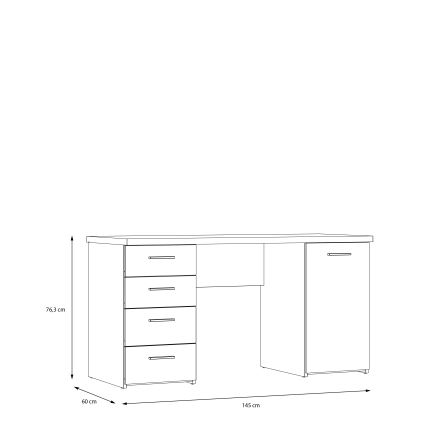Birou de scris ARENO alb/stejar sonoma