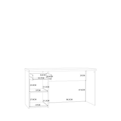 Birou de scris GINO, alb/stejar Sonoma