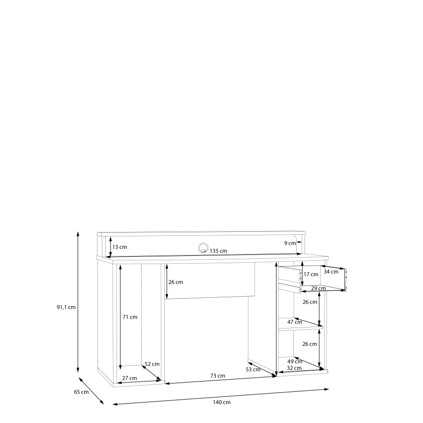 Birou IVAR cu iluminare integrată, alb