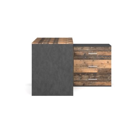 Birou JULES 120x120 cm, cu sertare și colț reversibil (D/S), maro/negru