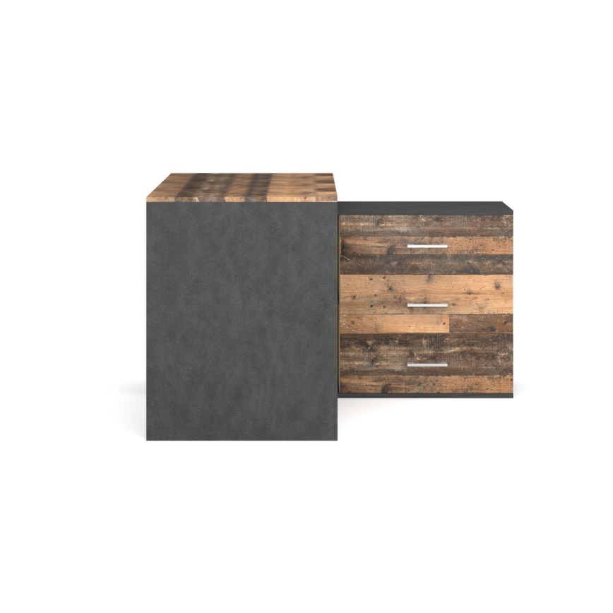 Birou JULES cu sertare și colț reversibil (stânga/dreapta), maro/negru