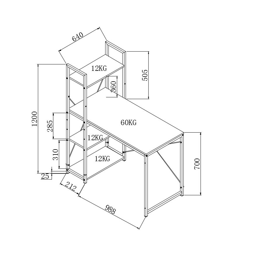 Birou SERENOR negru/stejar sonoma