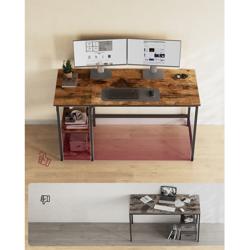 Birou SOLEA 140 x 60 cm, maro/negru