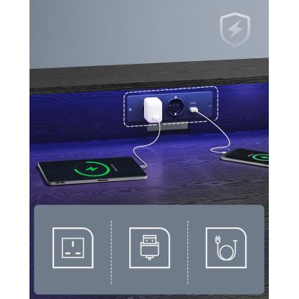 Birou SOLEA-X cu iluminare ambientală, negru