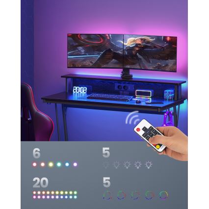 Birou SOLEA-X cu iluminare ambientală, negru