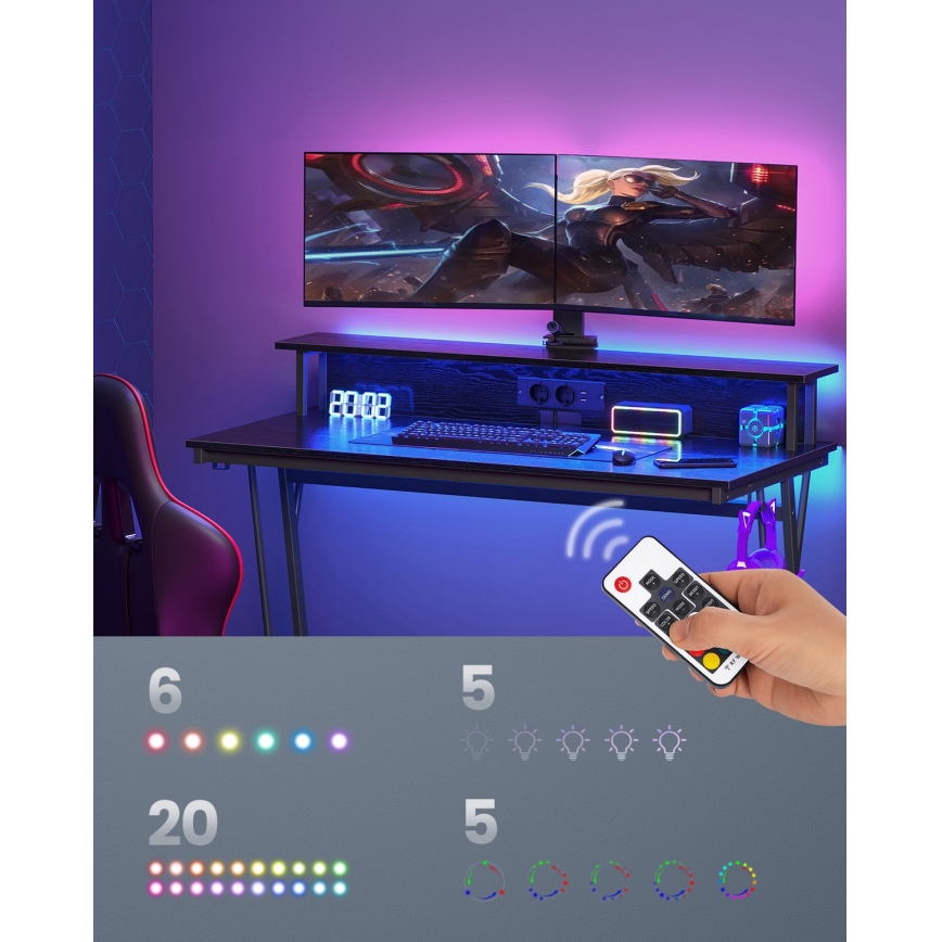 Birou SOLEA-X cu iluminare ambientală, negru