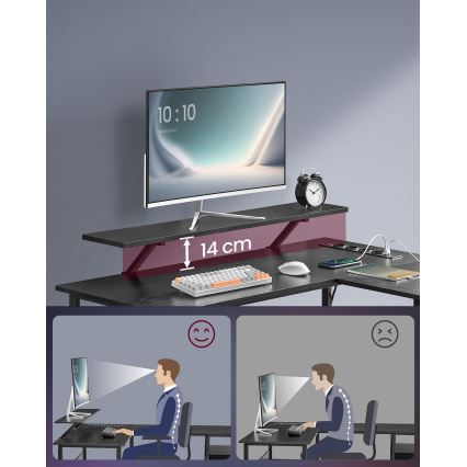 Birou SOLEA-X cu iluminare, maro/negru