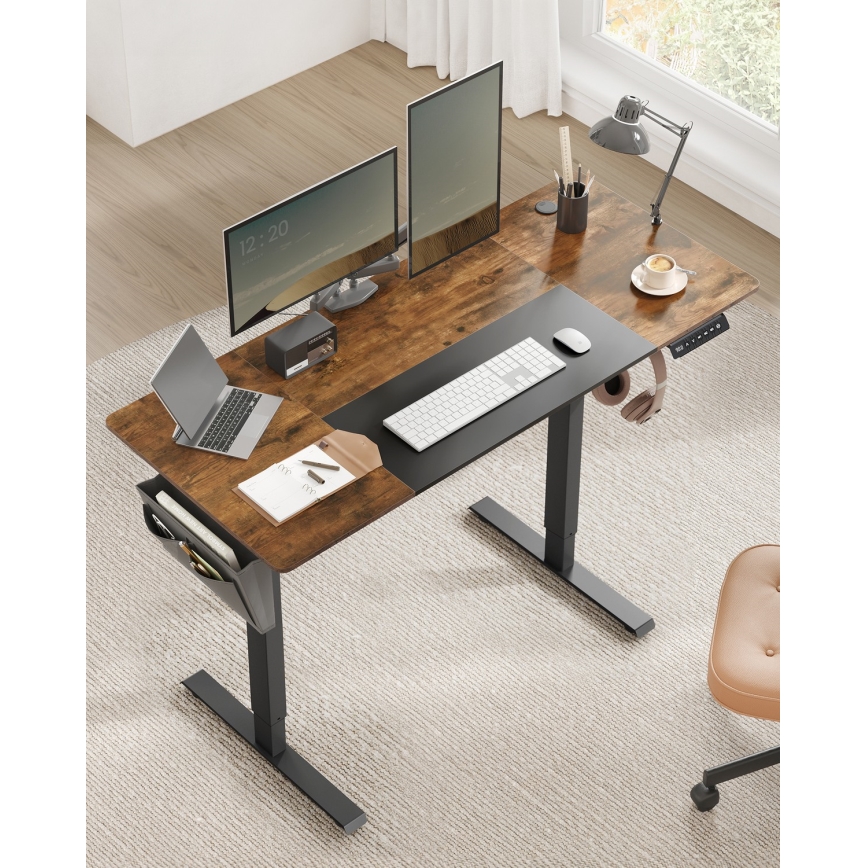 Birou SOLEA-X reglabil pe înălțime, maro/negru