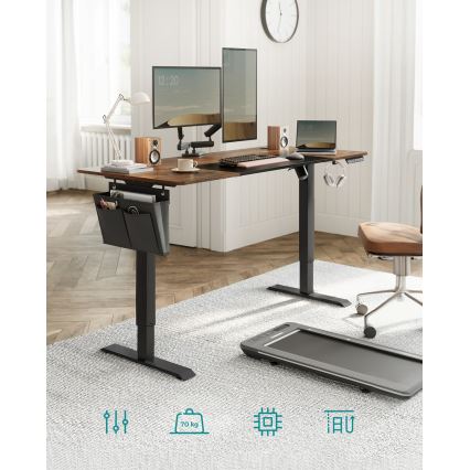 Birou SOLEA-X reglabil pe înălțime, maro/negru