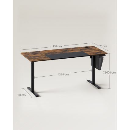 Birou SOLEA-X reglabil pe înălțime, maro/negru